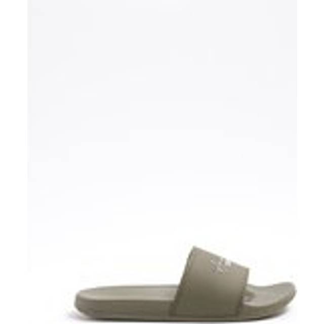 Mens River Island Khaki Sliders - 7
