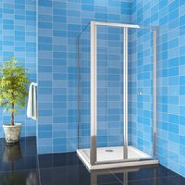 Aica 1000x1850mm Chrome Bifold Shower Door + 900x1850mm Side Panel + 1000x900mm Tray Waste