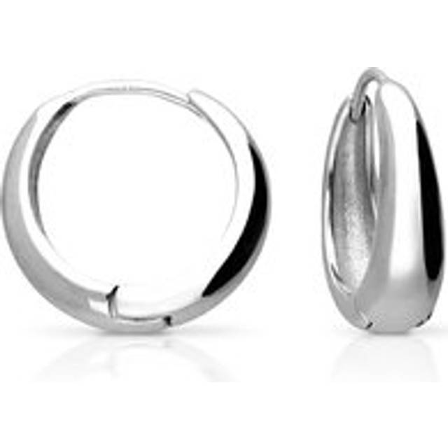 John Greed Signature Silver Tapered Chunky Hoop Earrings For Women - silver