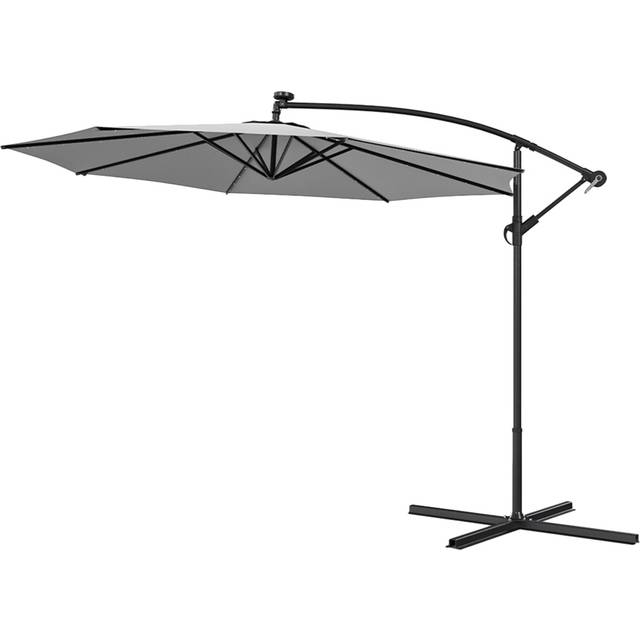 Living and Home Grey LED Cantilever Parasol with Cross Base 3m
