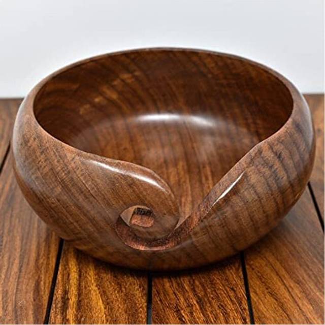 Handmade Extra Large Wooden Yarn Bowl with Elegant Design