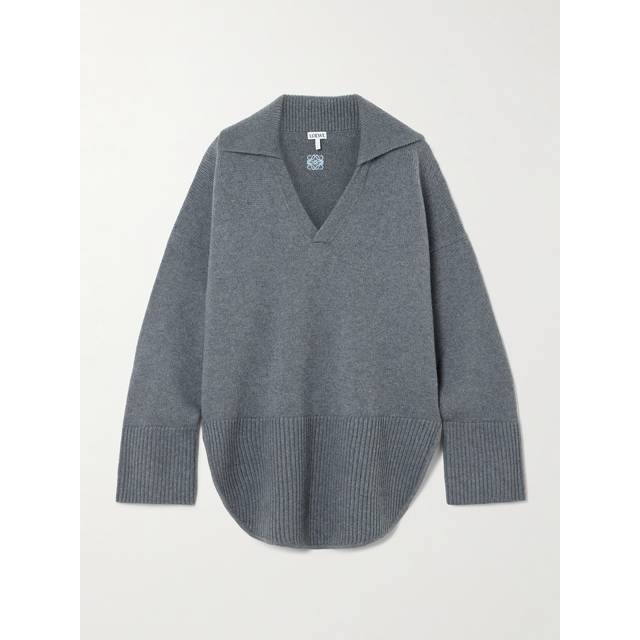 LOEWE - Embroidered Wool Sweater - Gray - small