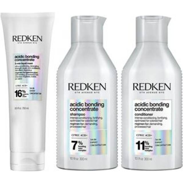 Redken Acidic Bonding Concentrate Shampoo, Conditioner And 5-Minute Liquid Hair Mask Bundle In Clear - One Size