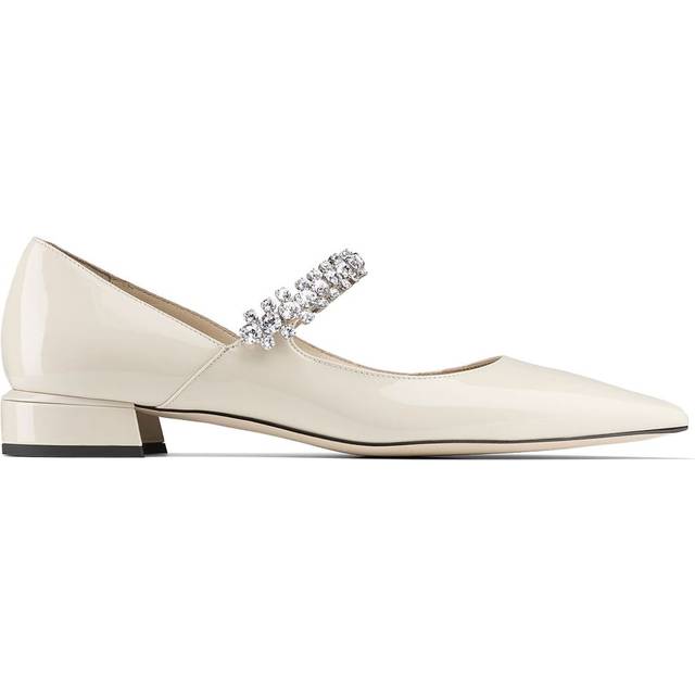Jimmy Choo - Bing crystal-strap ballerina shoes - women - Leather/Crystal/Patent Leather/Leather - 41 - Neutrals