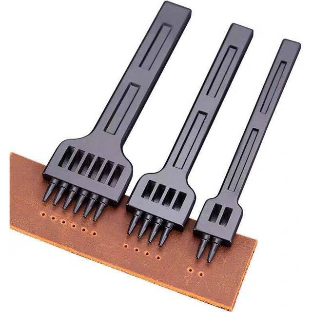 DIY Leather Round Row Punching Tool 3/4/5/6mm Spacing Hole Punches Lacing Stitching Hand Sewing Thread Tools
