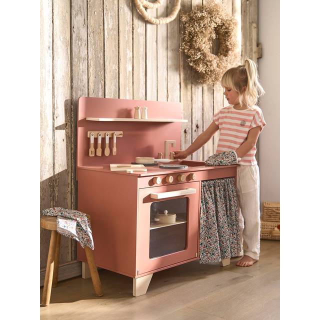 Kitchen with Curtain, in FSC® Wood raspberry pink