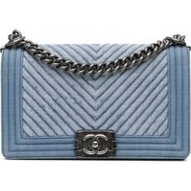 Womens Preloved Boy Denim Quilted Crossbody Wo - Blue Crossbody Bags - One Size