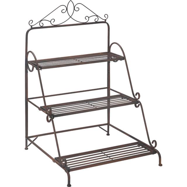 Outsunny 3 Tier Stair Style Metal Plant Stand, Flower Pot Holder Display Shelf, Storage Organizer Rack For Indoor Outdoor Patio Balcony Yard