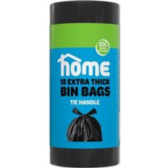 HOME 18pk Extra Thick Tie Handle Bin Bags 50L