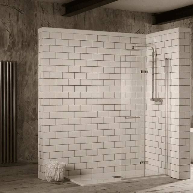 Aquaglass Hinged 2 Fold Walk in Shower Screen - 900mm