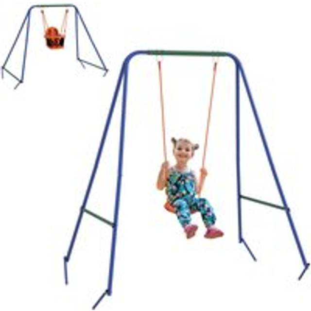 Outsunny Garden Swing Set for Toddlers/Kids - Orange, Orange