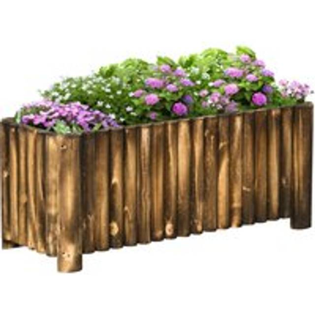Fir Plant Pot Raised Flower Bed Wooden Rectangualr Planter Container Box Wood 4 Feet 100Lx 40Wx40H cm