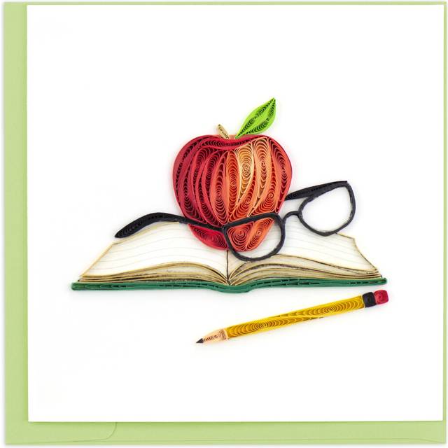 Quilling A Teachers Apple Thank You Teacher Hand-Finished Art Greeting Card