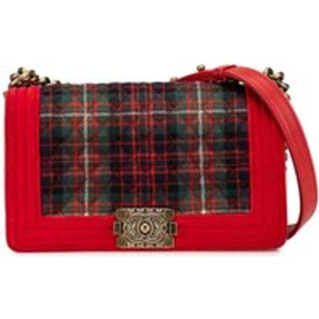 Womens Preloved Classic Flap Bag Red Tweed Wo Crossbody Bags - One Size