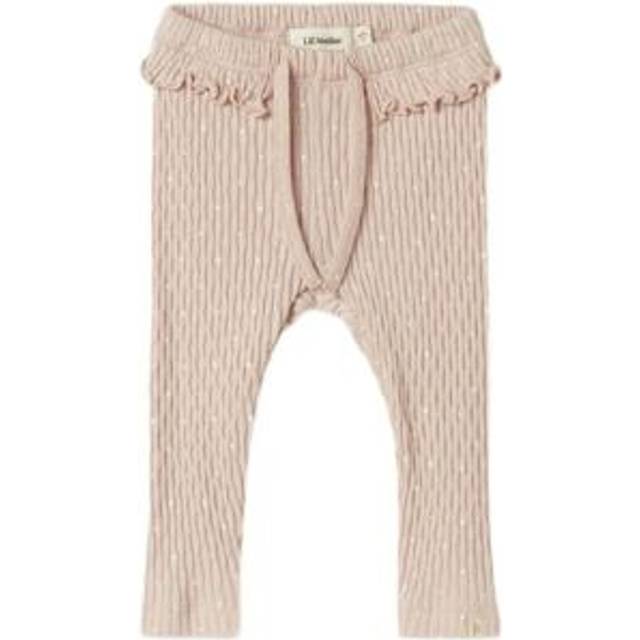 Lil Atelier Baby Girls Printed Ribbed Leggings - Peach Whip, Peach Whip, Size 6-9 Months - 6-9 MONTHS