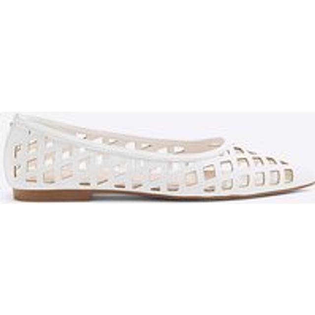 River Island Womens White Lattice Pointed Flat Shoes - 5