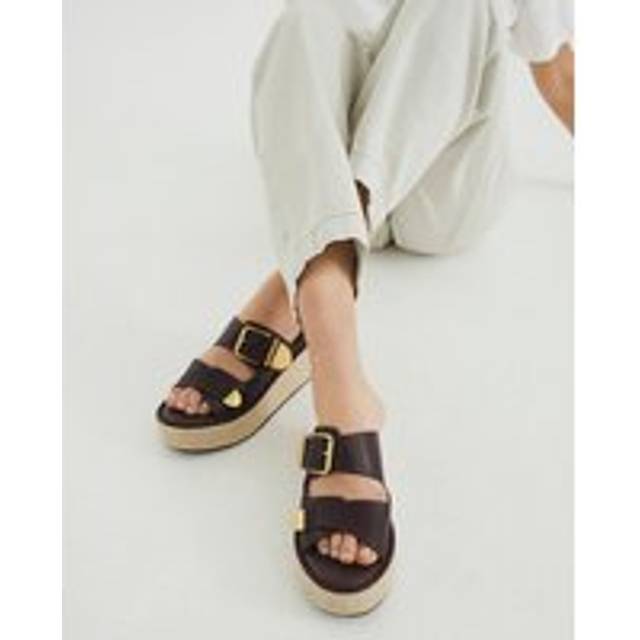 River Island Womens Brown Wedge Buckle Sandals - 6