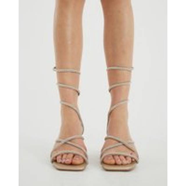 River Island Womens Silver Diamante Swirl Block Heeled Sandals - 6