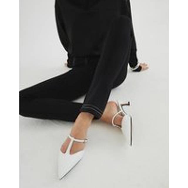 River Island Womens White Strappy Mule Heels - 7