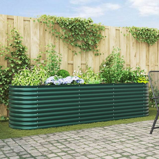 Trädgårdsodlingslåda Grön 320x80x81 cm i Galvaniserat Stål
