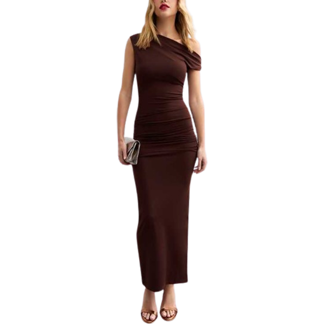 New Look Women's Brown Twist Shoulder Maxi Dress - UK 10