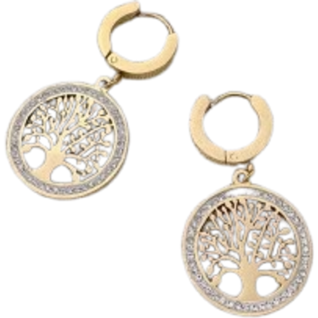 SHEIN 1pair Fashion Simple Stainless Steels Rhinestone Tree Of Life Drop Earrings For Women Glamour Party Jewelry Gifts