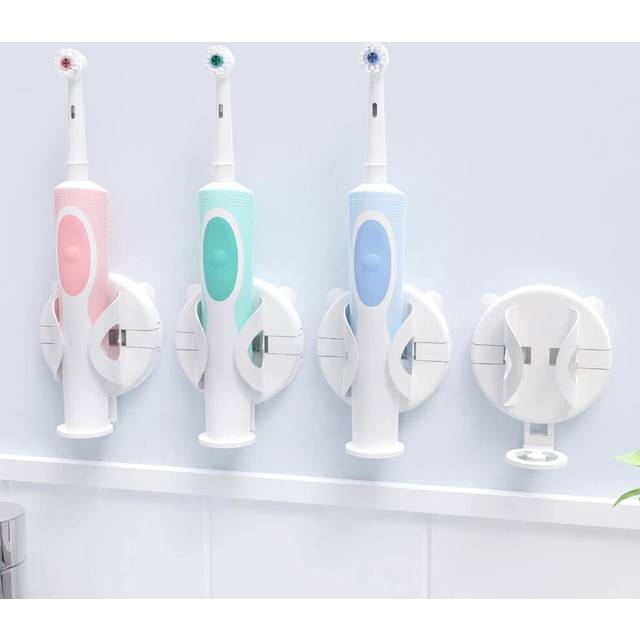 4PCS Toothbrush Organizers, Electric Toothbrush Holder with Automatic Gravity Sensor, Adhesive Toothbrush Holder, White