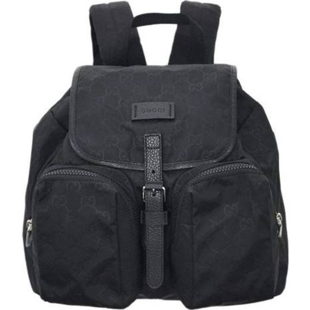 Gucci Logo Leather Logo Nylon Schoolbag Backpack / Black 510343-X28AN-1000 - F