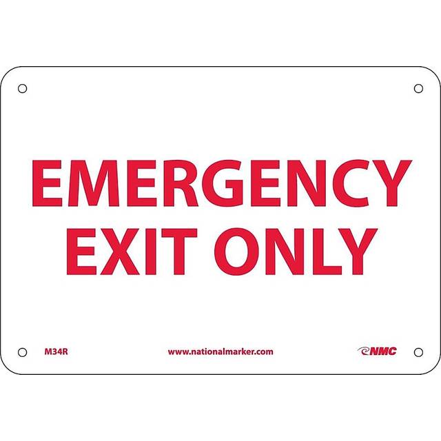 NMC M34R EMERGENCY EXIT ONLY Sign - 10 in. x 7 in. Rigid Plastic Exit