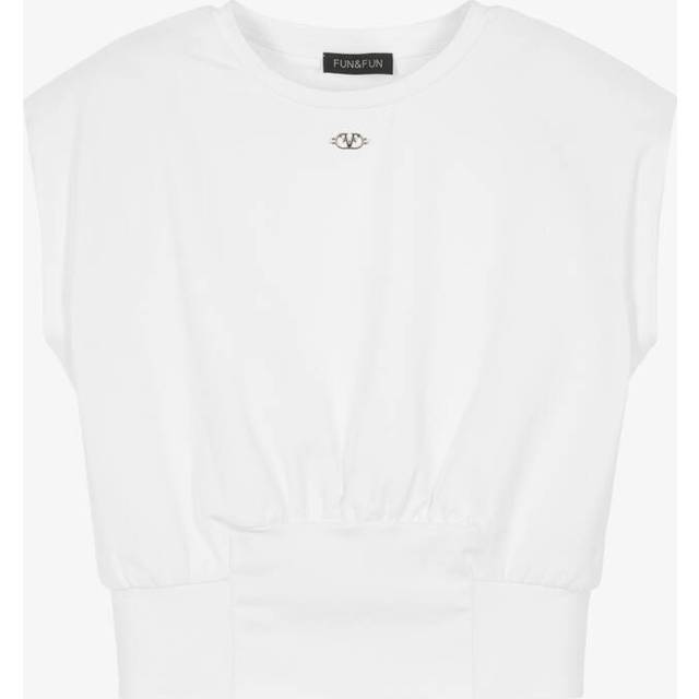 Fun & Fun Girls White Cotton Padded Shoulder T-Shirt - 12 year