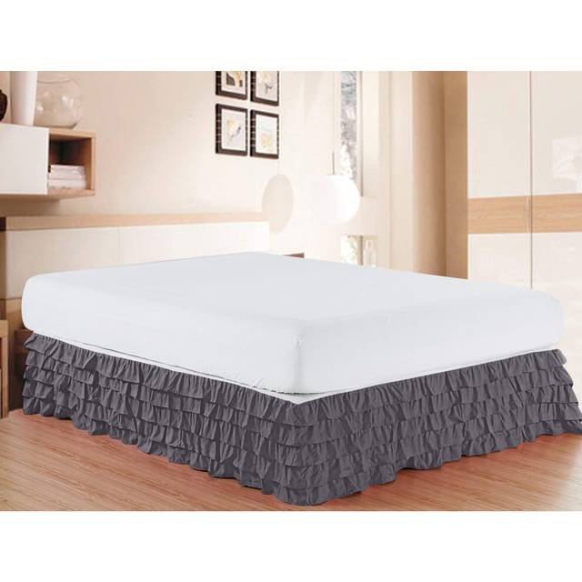 Elegant Comfort Luxurious Premium Quality 1500 Thread Count Wrinkle and Fade Resistant Egyptian Quality Microfiber Multi-Ruffle Bed Skirt - 15inch Dro