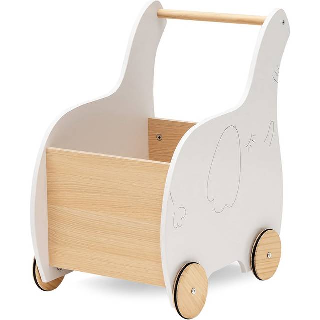 2-in-1 Wooden Baby Walker with Storage Chest and 4 Wheels-White