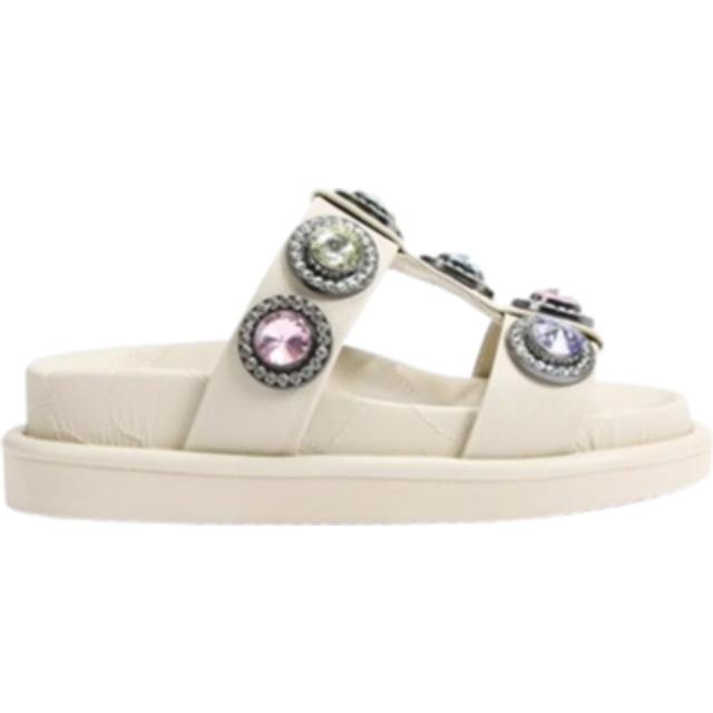 Orson Crystal-Embellished Sandals - WHITE - Add some fun to your looks this season by slipping on the Orson sandals from Kurt Geiger London. Boasting a quilted footbed and T-bar straps, they offer comfort and support and are finished with oversized coloured crystals, adding a touch of playfulness to your look.