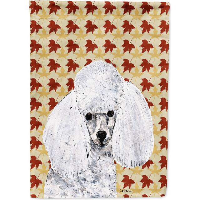 Caroline's Treasures SC9677CHF White Toy Poodle Fall Leaves Flag Canvas  Large  Multicolor