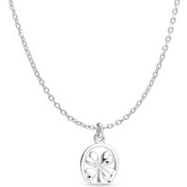 John Greed Signature Silver Clover Circle Necklace For Women - silver