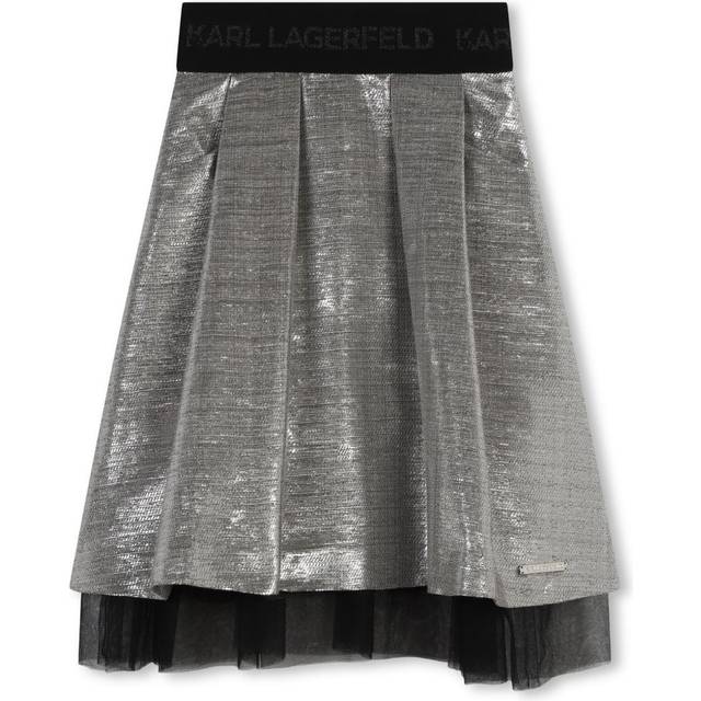 Karl Lagerfeld Kids - metallic-effect pleated skirt - kids - Polyester/Metallic Fibre/Viscose - 4 - Grey
