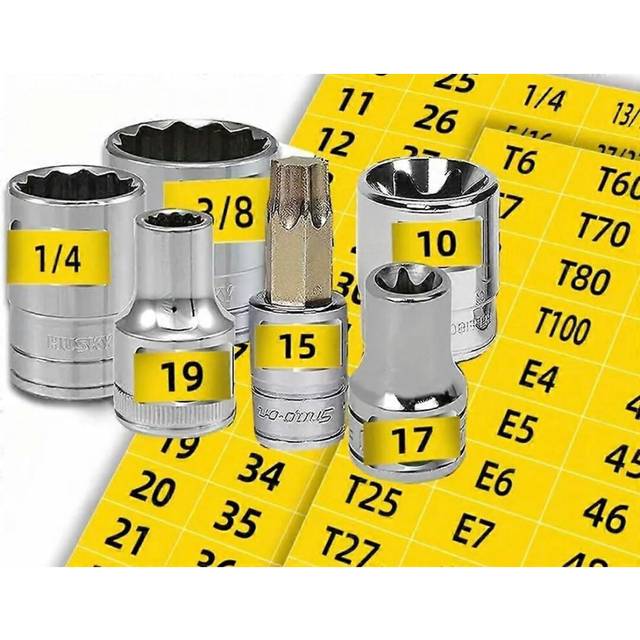 (As show, One size) 180 Bright Yellow Durable Chrome Socket Labels Stickers Easy to Read