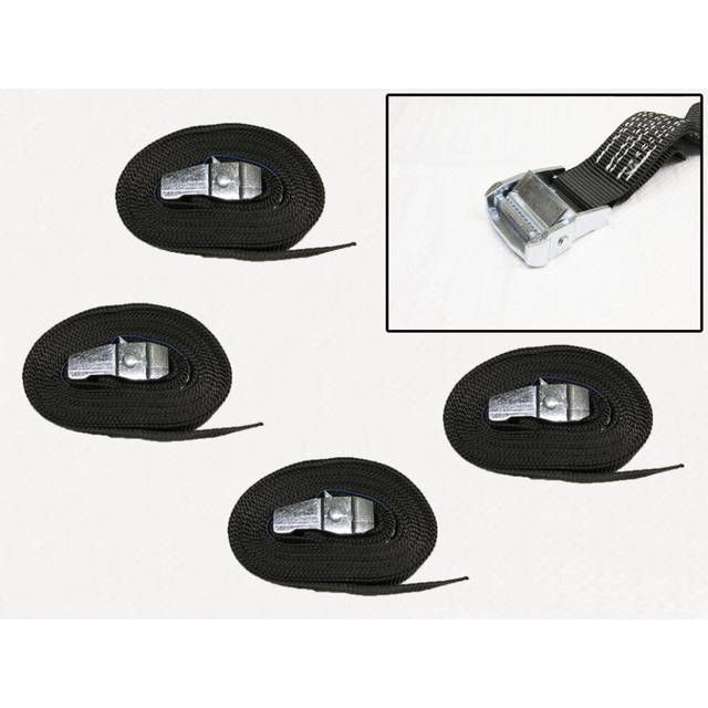 Cambuckle Tie Down Straps Black 35MM 700KG 5M x4 (Lashing Strap Secure Hold Cam)