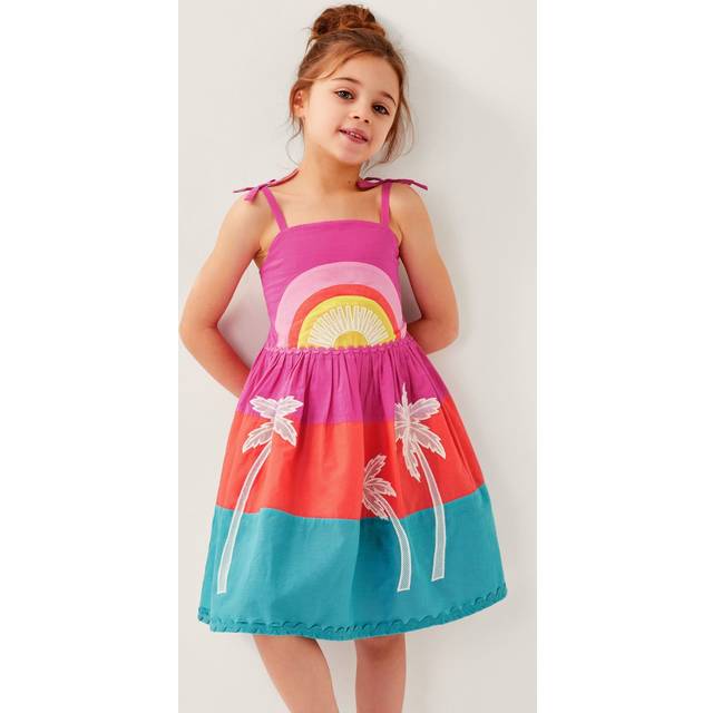Monsoon Kids' Sunset Embroidered Cotton Sundress, Multi
