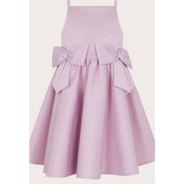 Monsoon Kids' Double Bow Scuba Dress, Lilac