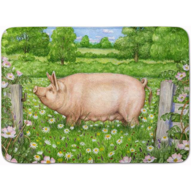 Caroline's Treasures Pig In Dasies by Debbie Cook Floor Mat  19 x 27  Multicolor