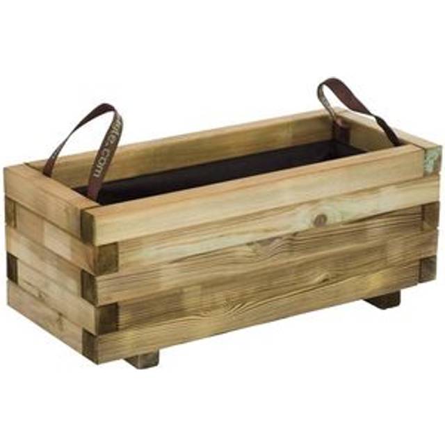 Cerland Baroque Outdoor Rectangular Wooden Planter 70cm, Brown