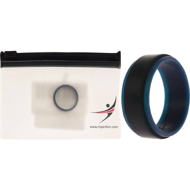 Silicone Wedding 2Layer Step Ring - Blue-Black by ROQ for Men - 9 mm R