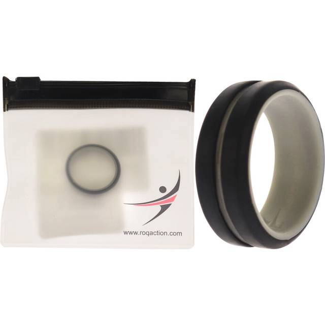 Silicone Wedding 2Layer Middle Line Ring - Grey-Black by ROQ for Men -
