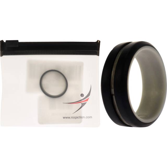 Silicone Wedding 2Layer Middle Line Ring - Grey-Black by ROQ for Men -