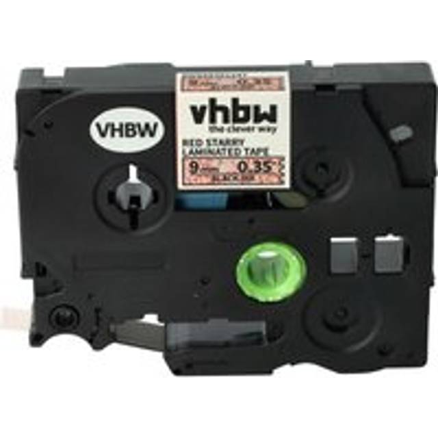 Vhbw - Label Tape compatible with Brother P-Touch 2470, 2480, 300, 310, 340, 350, 3600, 500 Label Printer 9mm Black on Red (Glitter)
