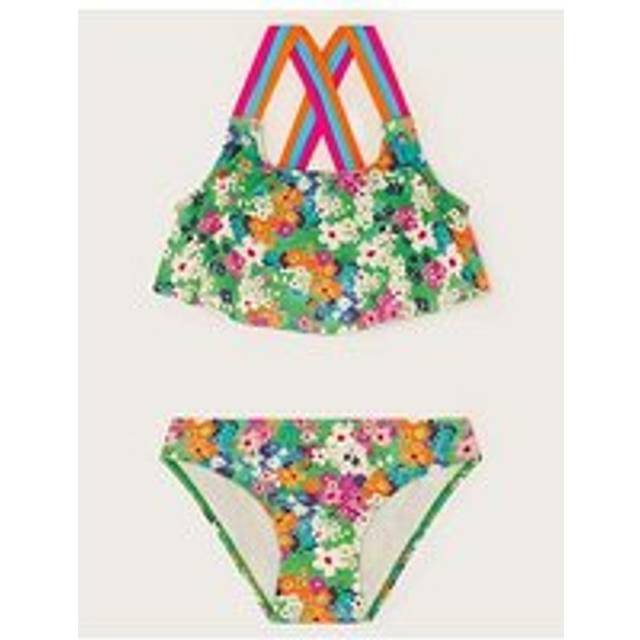 Monsoon Kids' Floral Bikini Set, Green