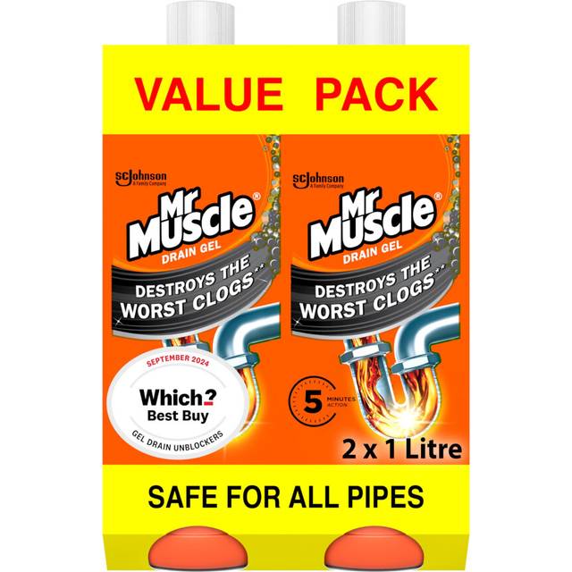 Drain Unblocker, Sink & Drain Cleaner, Fast Acting Heavy Duty Drain Gel, Dissolves Clogs, Works 3x Better Than Bleach, Safe for All Pipes, Duo Pack,