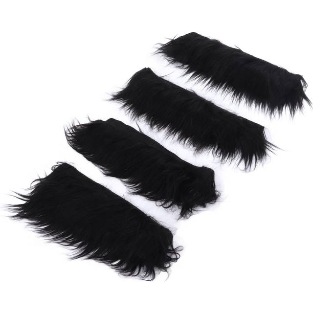 4pcs Faux Fur Fabric 2x60in Pure Color Soft Comfortable Washable Fluffy Black Faux Fur for Tabletop