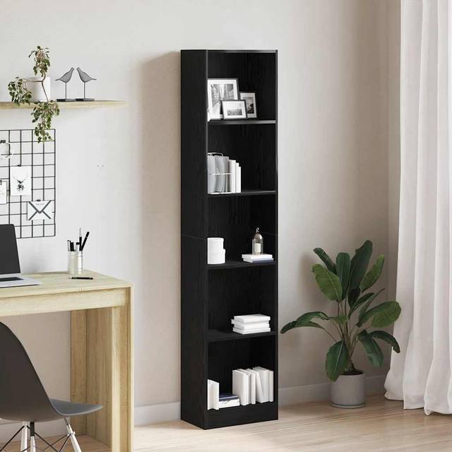 vidaXL Bookcase Black Oak 40x24x176 cm Engineered Wood - Brown